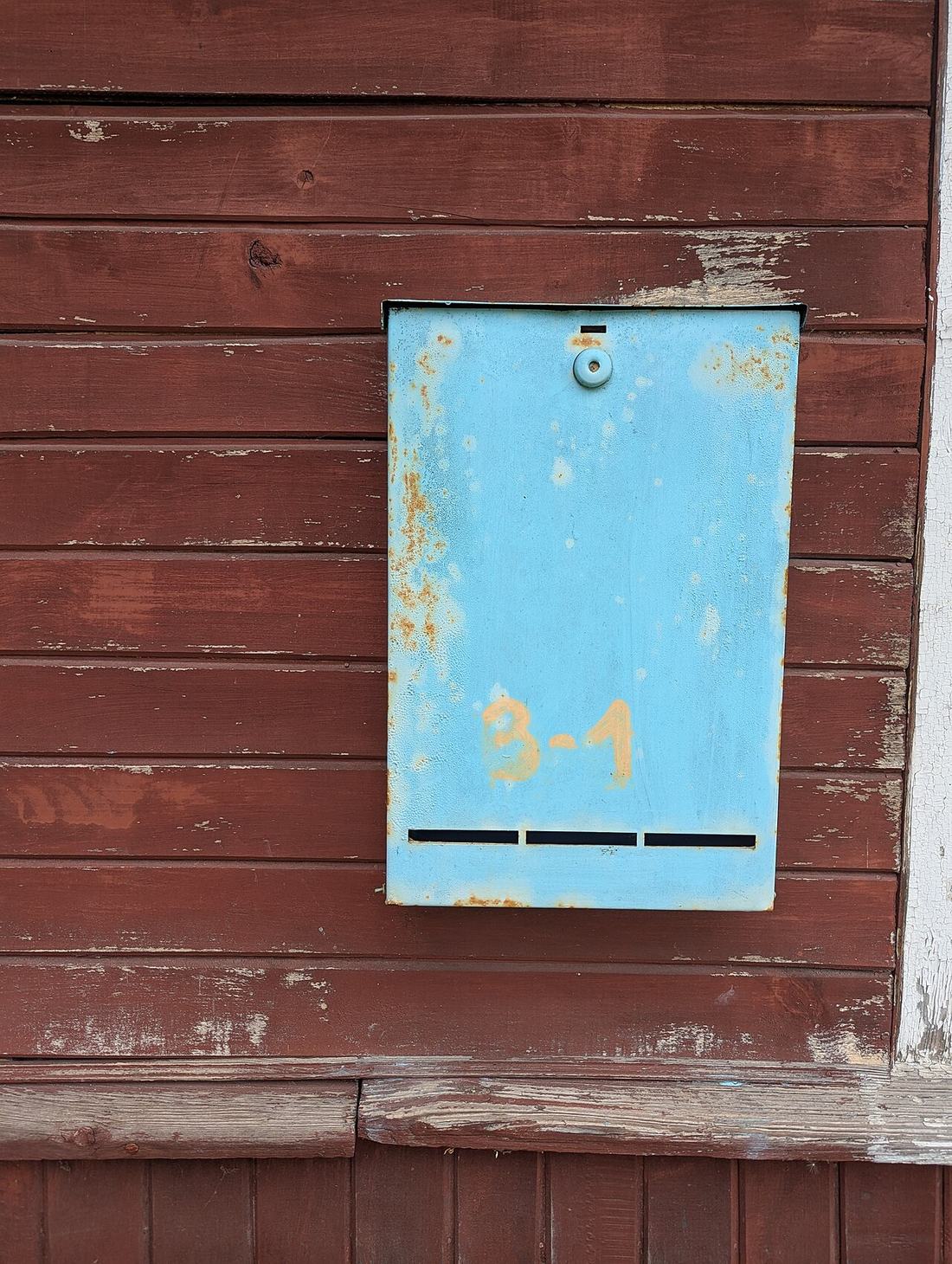 A blue mailbox