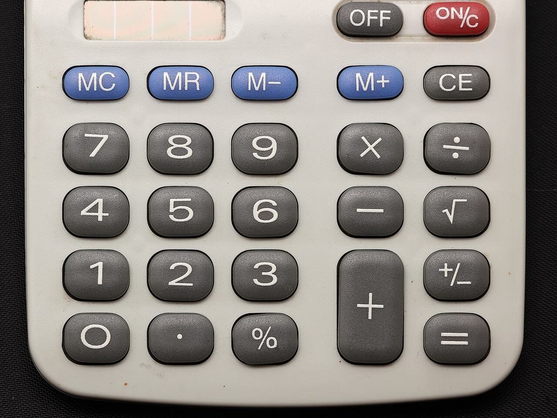 A calculator keypad, close up